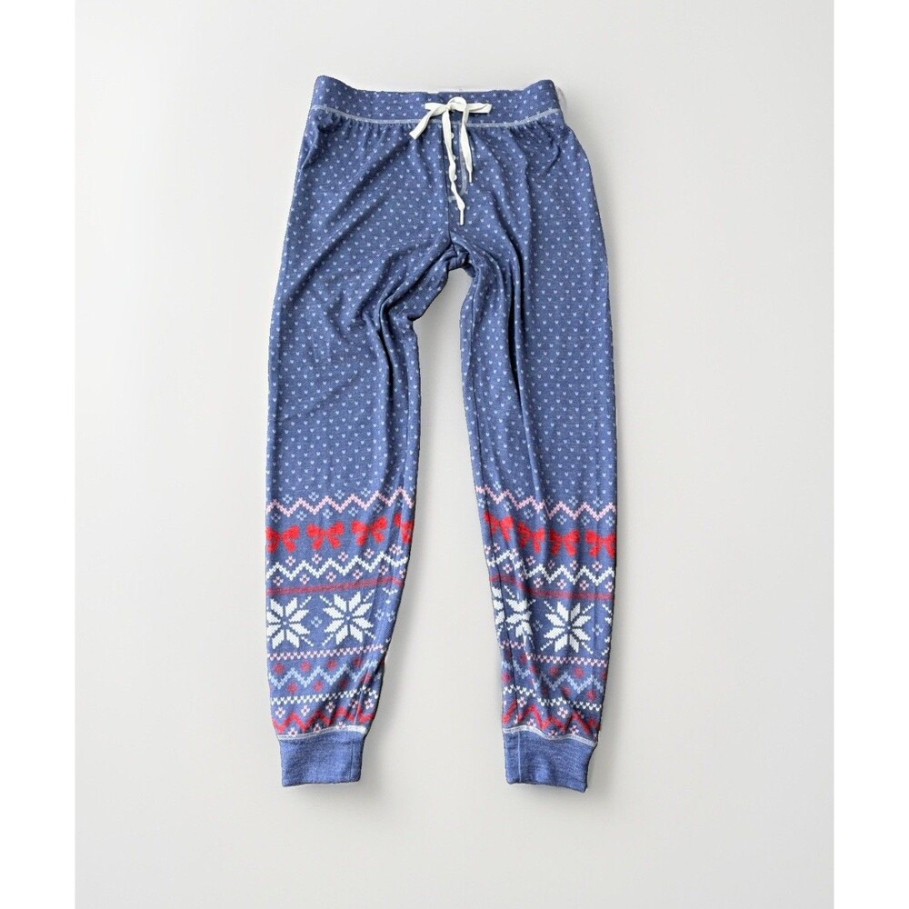 PJ Salvage Pajama Pants Womens Small Blue Fair Isle Snowflake Holiday Lounge S